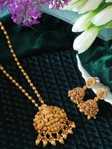 INC63 Antique Beautiful Laxmi Temple Pendant Jewellery  Set