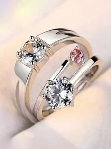 DIVASTRI Set Of 2 Stone Studded Adjustable Finger Ring