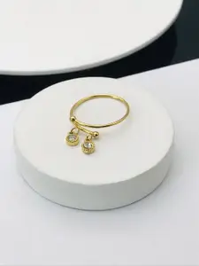 ANJNI CREATION Gold-Plated Cubic Zirconia Studded Finger Ring