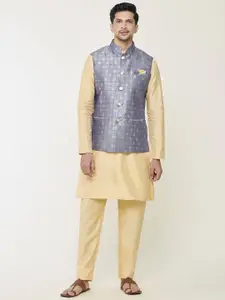 Arihant Rai Sinha Checked Mandarin Collar Nehru Jacket