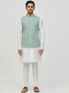 Arihant Rai Sinha Woven Design Mandarin Collar Nehru Jacket
