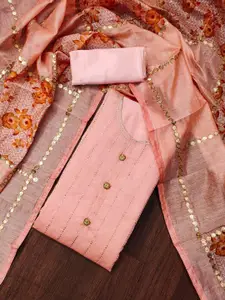 Peachmode Striped Gotta Patti Unstitched Dress Material