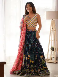 LeeliPeeri Designer Embroidered Sequinned Lehenga & Unstitched Blouse With Dupatta