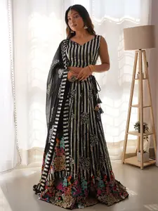 LeeliPeeri Designer Embroidered Sequinned Lehenga & Unstitched Blouse With Dupatta