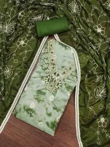 Peachmode Printed Embellished Organza Unstitched Dress Material