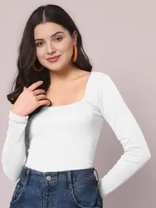 Dream Beauty Fashion Women Ribbed Square Neck Top