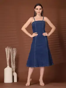 plusS Women Solid Fit & Flare Midi Dress