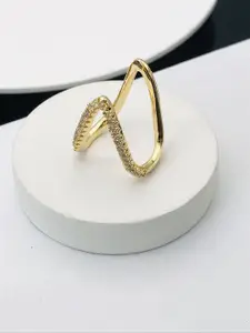 ANJNI CREATION Gold-Plated Cubic Zirconia Studded Finger Ring