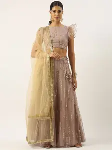 Ethnovog Embellished Sequinned Semi-Stitched Lehenga & Unstitched Blouse With Dupatta