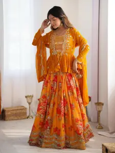 LeeliPeeri Designer Embroidered Semi-Stitched Lehenga with Unstitched Blouse & Dupatta