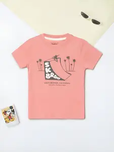 max Boys Typography Printed Round Neck Pure Cotton T-Shirt