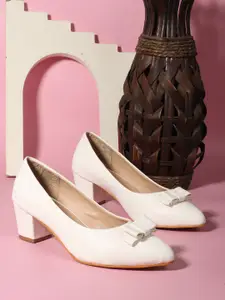 BIG BIRD FOOTWEAR Embellished PU Block Pumps with Bows