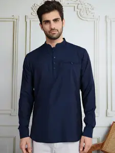 House of Pataudi Men Mandarin Collar Short Kurta