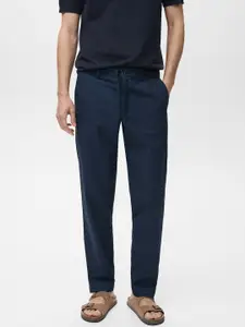 MANGO MAN Pure Cotton Mid-Rise Trousers