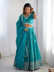 LeeliPeeri Designer Embroidered Semi-Stitched Lehenga & Unstitched Blouse With Dupatta