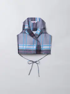 taffykids Girls Checked Wrap Crop Top