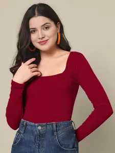 Dream Beauty Fashion Women Solid Square Neck Fitted Top