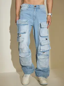 FUGAZEE Men Baggy Mid-Rise Low Distress Jeans