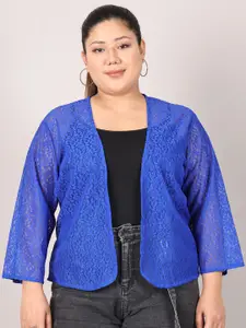 Moonaa Fashion Geometric Self Design Mandarin Collar Cotton Shrug