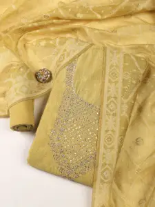 Meena Bazaar Embroidered Chanderi Silk Unstitched Dress Material