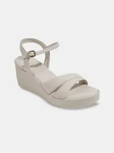 LEMON & PEPPER PU Wedge Sandals with Buckles