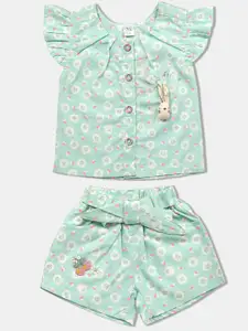 Babys Day Girls Printed Pure Cotton Top With Shorts
