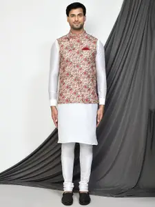 Arihant Rai Sinha Floral Printed Asymmetric Placket Nehru Jacket