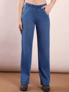 FCK-3 Women Wide Leg High-Rise Clean Look Light Fade Stretchable Jeans