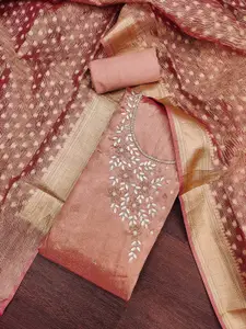 Peachmode Floral Embroidered Unstitched Dress Material