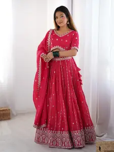 DIVASTRI Ethnic Motifs Embroidered Semi-Stitched Lehenga & Unstitched Blouse With Dupatta