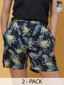 GAB Women Pack Of 2 Printed High-Rise Shorts