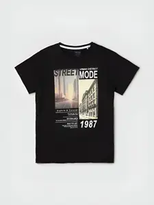 max Boys Places Printed Round Neck Pure Cotton T-Shirt