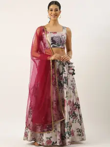 Ethnovog Printed Semi-Stitched Lehenga & Unstitched Blouse With Dupatta