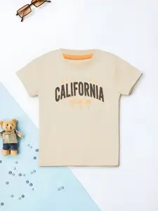 max Boys Typography Printed Round Neck Pure Cotton T-Shirt