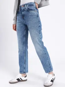 glitchez Women Straight Fit Heavy Fade Jeans