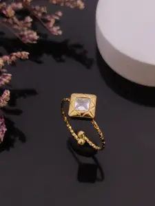 ANJNI CREATION Gold-Plated Cubic Zirconia Studded Finger Ring