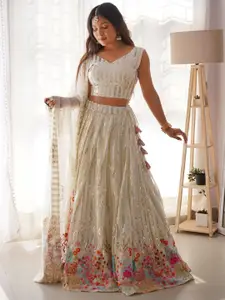 LeeliPeeri Designer Embroidered Sequinned Lehenga & Unstitched Blouse With Dupatta