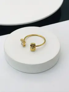 ANJNI CREATION Gold-Plated Cubic Zirconia Studded Finger Ring