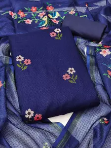 Peachmode Floral Embroidered Thread Work Unstitched Dress Material