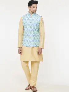 Arihant Rai Sinha Pure Silk Woven Design Mandarin Collar Nehru Jacket