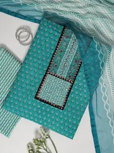 Libas Floral Printed Mirror Work Unstitched Dress Material