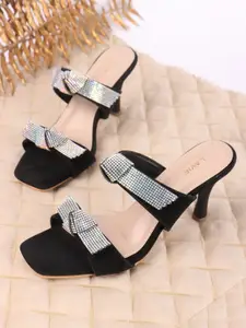 Lavie Black Embellished Casual Slim Heel Pumps