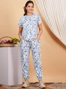 HEERALI FASHION Printed T-Shirt With Joggers Co-Ords