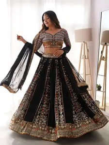 LeeliPeeri Designer Embroidered Semi-Stitched Lehenga With Unstitched Blouse & Dupatta