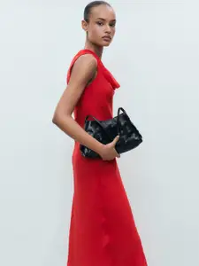 MANGO Cowl Neck Sleeveless A-Line Midi Dress