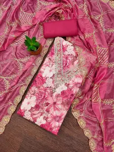 Peachmode Printed Embellished Unstitched Dress Material