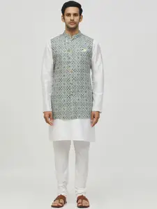 Arihant Rai Sinha Embroidered Pure Cotton Mandarin Collar Nehru Jacket