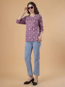 DESIGNER DHAAGE Floral Printed V-Neck Pure Cotton Kurti