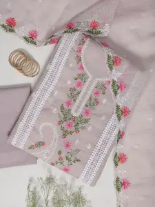 Libas Floral Embroidered Thread Work Unstitched Dress Material