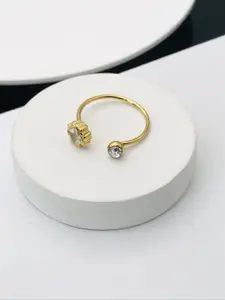 ANJNI CREATION Gold-Plated Cubic Zirconia Studded Finger Ring